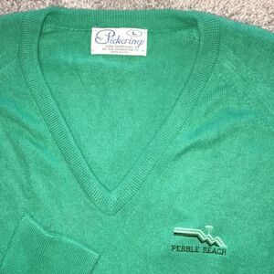 Vintage Pickering Pebble Beach old logo Green golf sweater sweatshirt retro L